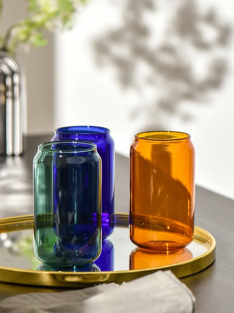 

AhunderJiaz-Nordic Style Colorful Glass Mug, High Borosilicate, Heat-Resistant Material, Coke Drinking Cups, Home Decoration