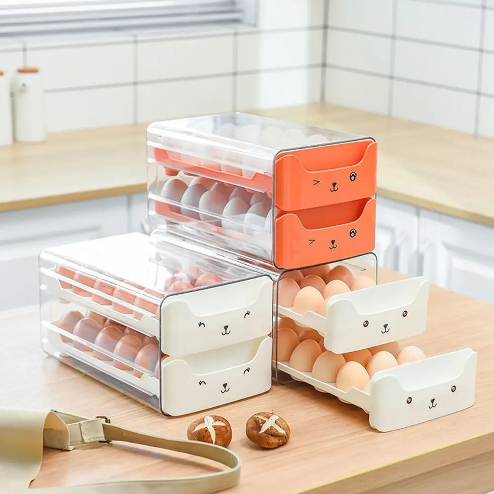 Transparent Egg Storage Box Fresh-keeping Drawer Type 18/36 Grid Egg Container Space Saving Stackable Egg Basket for Kitchen