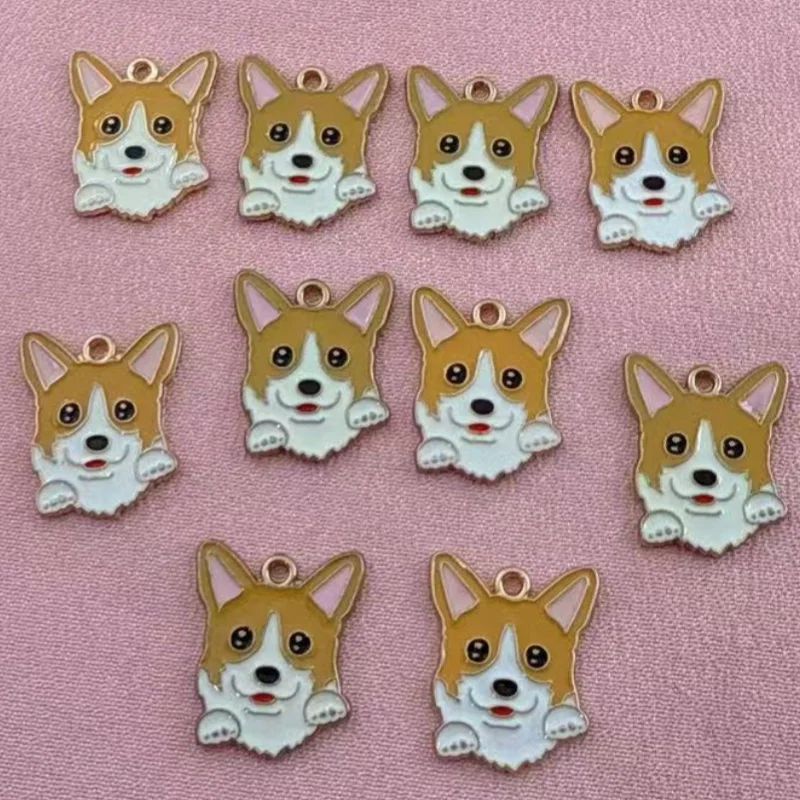 10 قطع من قلادة الكلب اللطيفة على شكل قطرة زيت من سبيكة الزيت، إكسسوارات سلسلة مفاتيح على شكل قلادة وصنع المجوهرات بنفسك