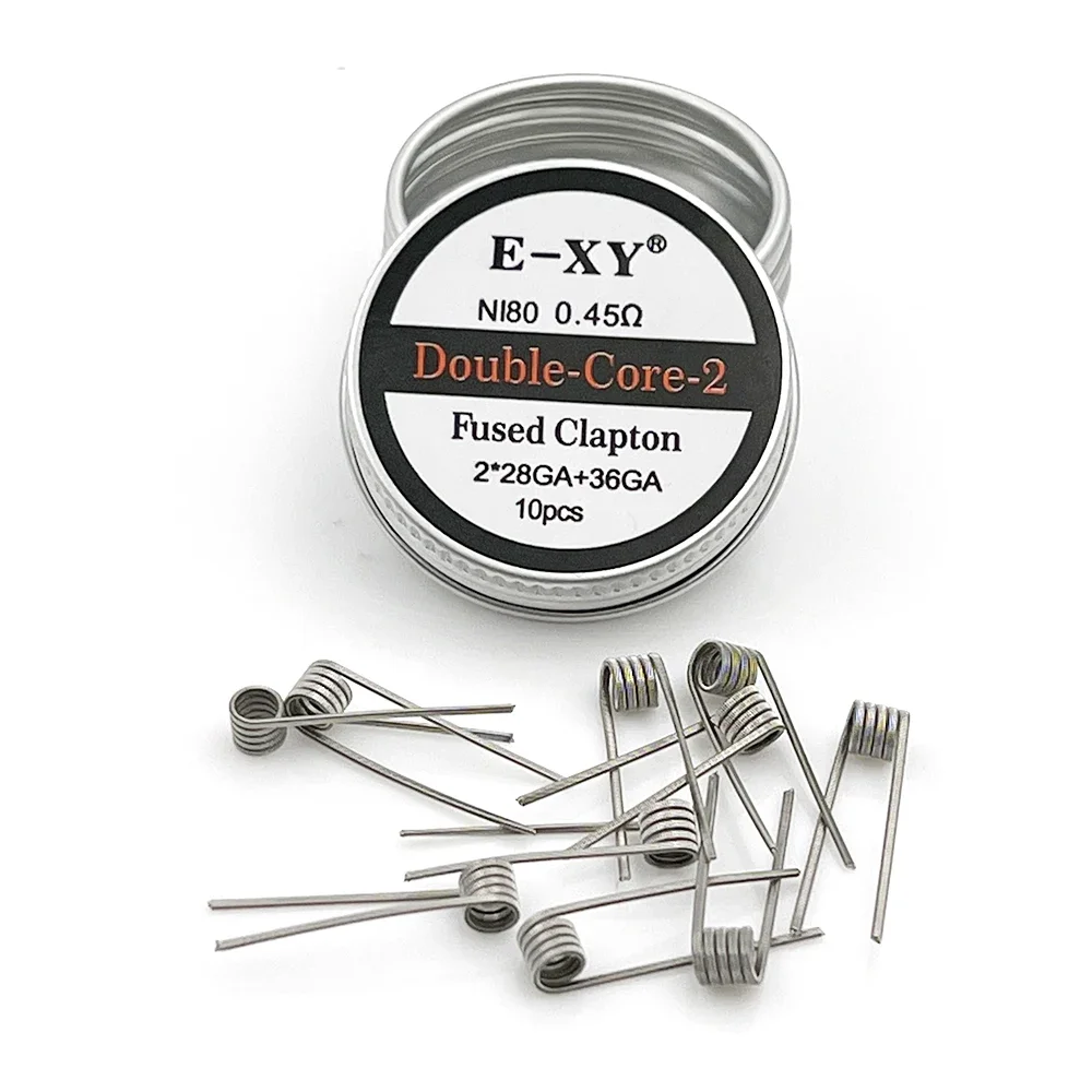 10pcs/box Ni80 Prebuilt Coil Fused Clapton Double Tripe Four Core Coil for DIY Cotton Bacon Tank