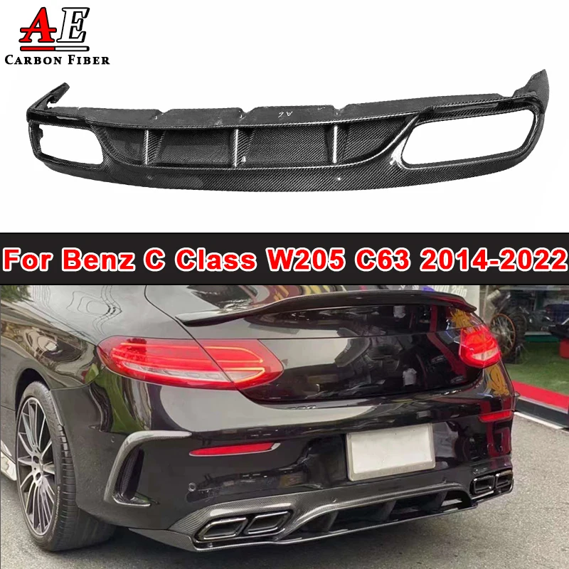 For Mercedes Benz C Class Two-door car W205 C63 C43 C260 Carbon Fiber Rear Bumper Diffuser Lip ED1 Style Spoiler Splitter