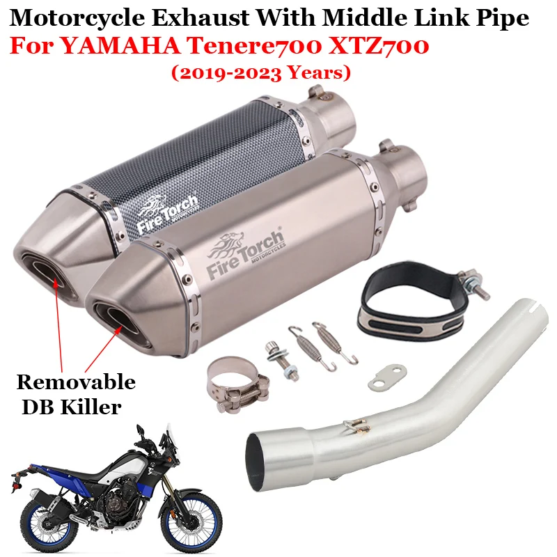 Slip On For Yamaha Tenere 700 XTZ700 T700 2019 - 2023 Motorcycle Exhaust System Rally Edition Modify Link Pipe Connection 51mm