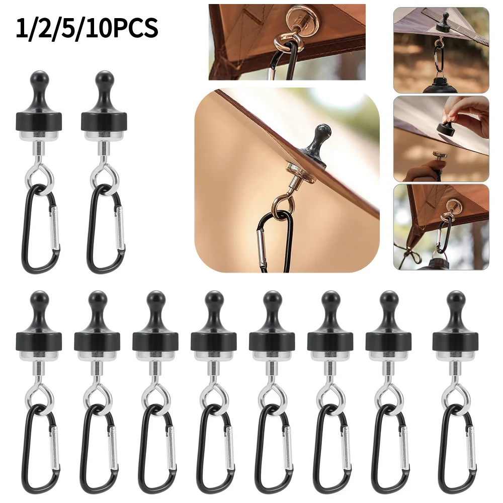 

10PCS Strong Magnetic Carabiner Keychain Camping Snap Clip D Type Lock Buckle Outdoor Tent Canopy Hanging Buckle Hook Clasps