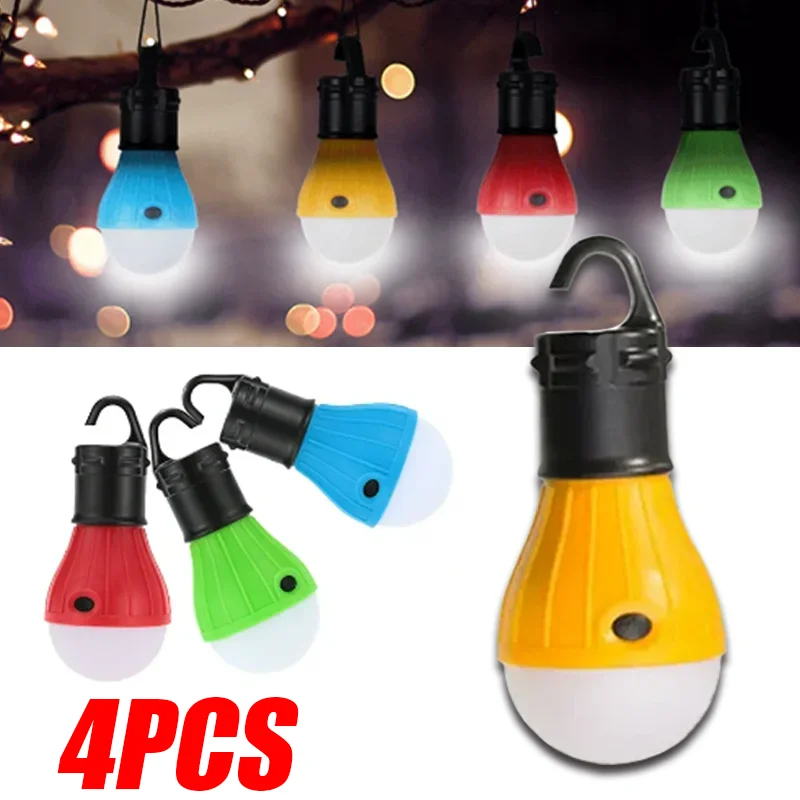 

4Pcs Portable Utdoor Camping Tent Light Lantern LED Bulb Outdoor Hanging Soft Light SOS Emergency Lamp Travel BBQ Lighting Tools