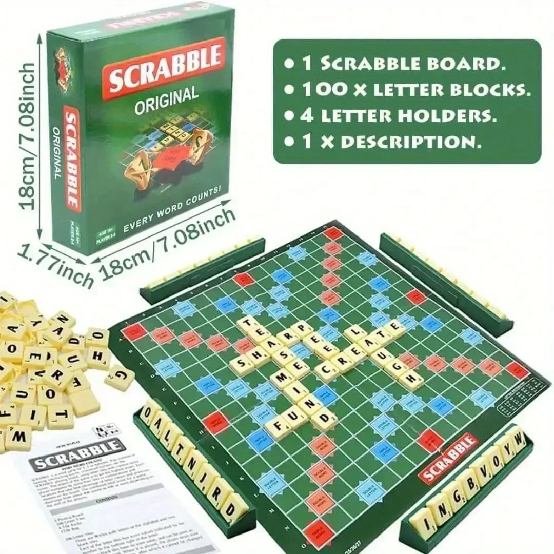 1 Uds., solitario de Scrabble en inglés, ajedrez con alfabeto, Scrabble con alfabeto, juego de mesa de rompecabezas para 2-4 jugadores, juego de mesa.