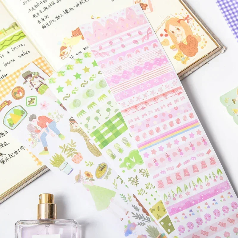 1pack Sample Long Strip Stickers Journal Vintage DIY Decoration Stickers Collage Supplies Multi Styles Optional Kawaii Stickers