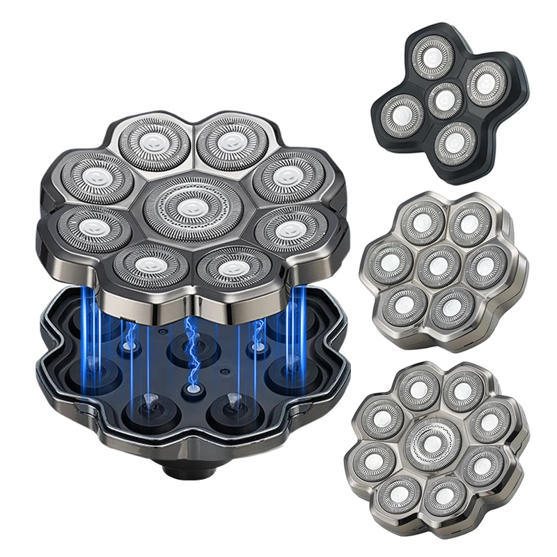 Tête de rasoir électrique 5D 7D 9D à adsorption magnétique, remplaçable, avec double grille de coupe, interface standard, tête de rechange pour rasoir