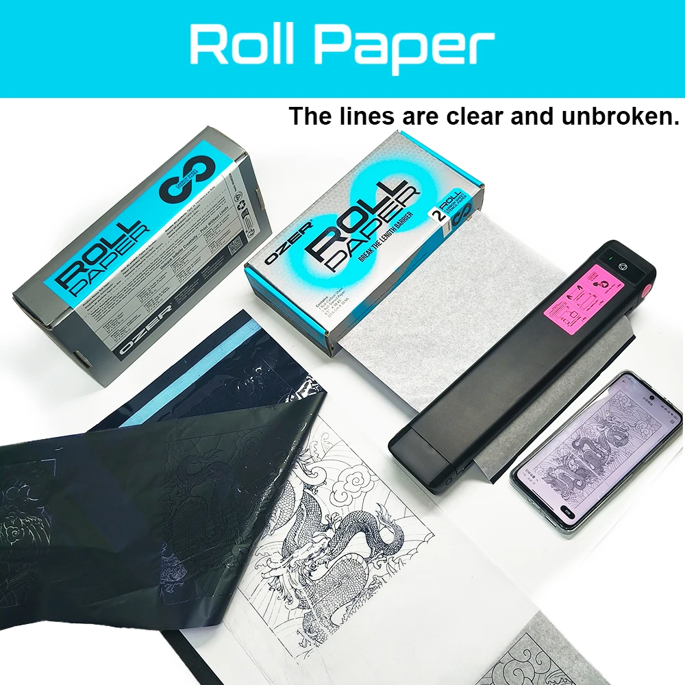 OZER Tattoo Transferpapier, Rollpapier, Thermokopierer, Vorlage, Papier für Thermodrucker, Tattoo-Papier für Tattoo-Zubehör – Detail 17
