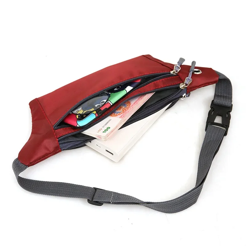 Outdoor Sports Running Waist Pack Men's and Women's Fitness Bag Solid Color Zipper Waterproof Phone Bag Sports Accessories