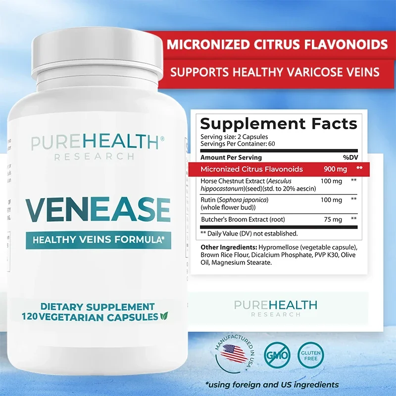 Varicose Veins Blood Circulation Supplement - Micronized Citrus Flavonoids, Horse Chestnut for Circulation, Veins & Blood Flow