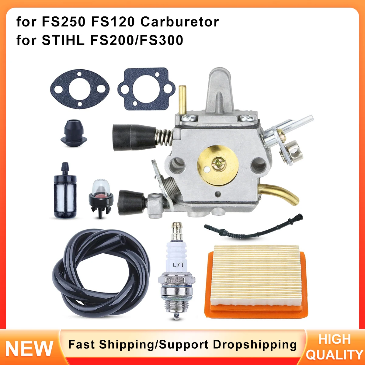 

Replacement Carburetor Kit for STIHL FS120 FS200 FS300 String Trimmer Brush Cutter - Fits Part# 4128-129-0900