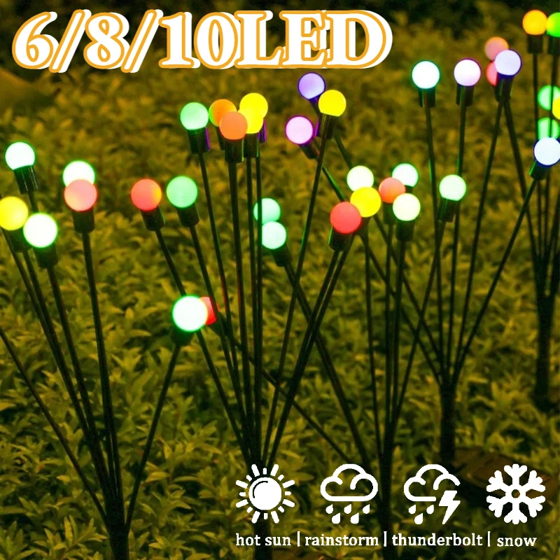 

Solar Firefly Lights with 6/8/10 LEDs Starlight Swaying Garden Landscape Ambiance Lights for Patio Trail Outdoor Decor
