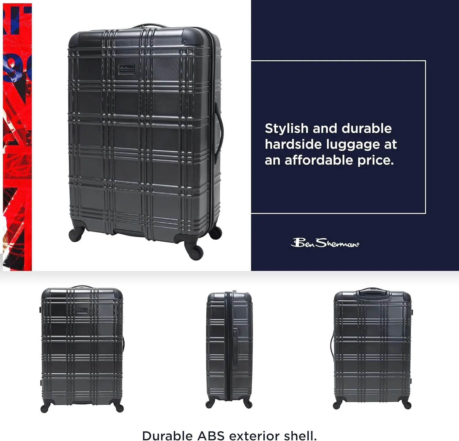 Nottingham Lightweight Hardside 4-Wheel Spinner Travel Luggage, Charcoal, 3-Piece Set (20