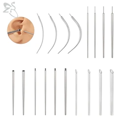 ZS 1 PC 14/16/18/20G Stainless Steel Threadless Piercing Tool Piercings Needles Receiving Tube Insertion Pin For Push In Jewelry