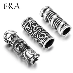 Stainless Steel Skull King Snake Tube Beads Hole 6mm Slider Charm DIY Men Leather Cord Bracelet Making Jewelry Accessories