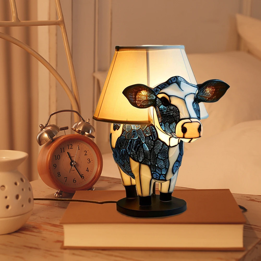 Portátil Energy-Saving Cow Lamp, Carregamento USB, cabeceira Animal Night Light, Decorações da sala para o quarto