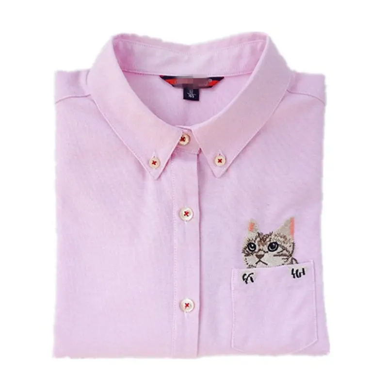 Women Blouses Cartoon Cat Bee Print Tops Female Long Sleeve Loose Size XL Shirt Ladies Clothing Cotton Fashion Women Shirts