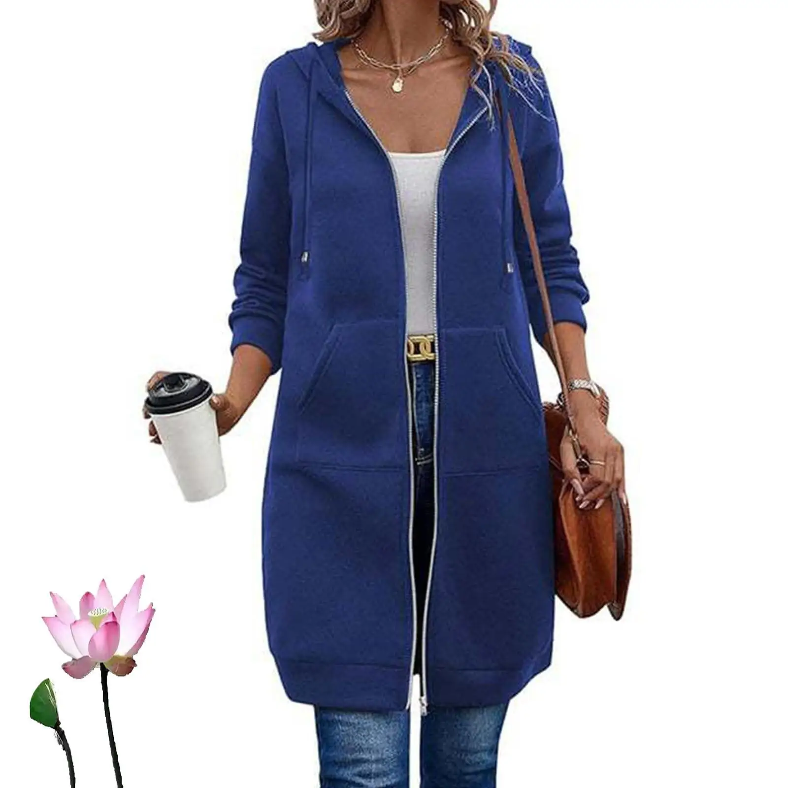 الخريف طويل Sve سترة المرأة Thiened سترة معطف طويل مقنعين Jaet متوسطة طول البلوز المخملية المواد لون نقي