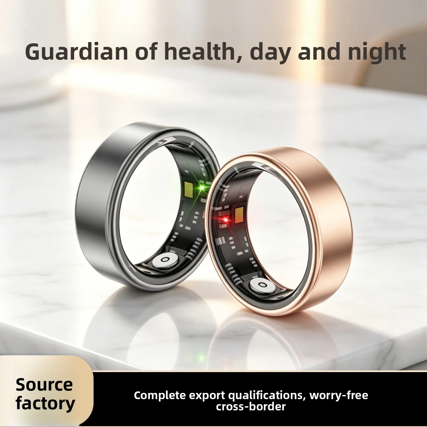 Smart ring light and thin aluminum alloy heart rate blood oxygen sleep manufacturer health detection smart ring neutral