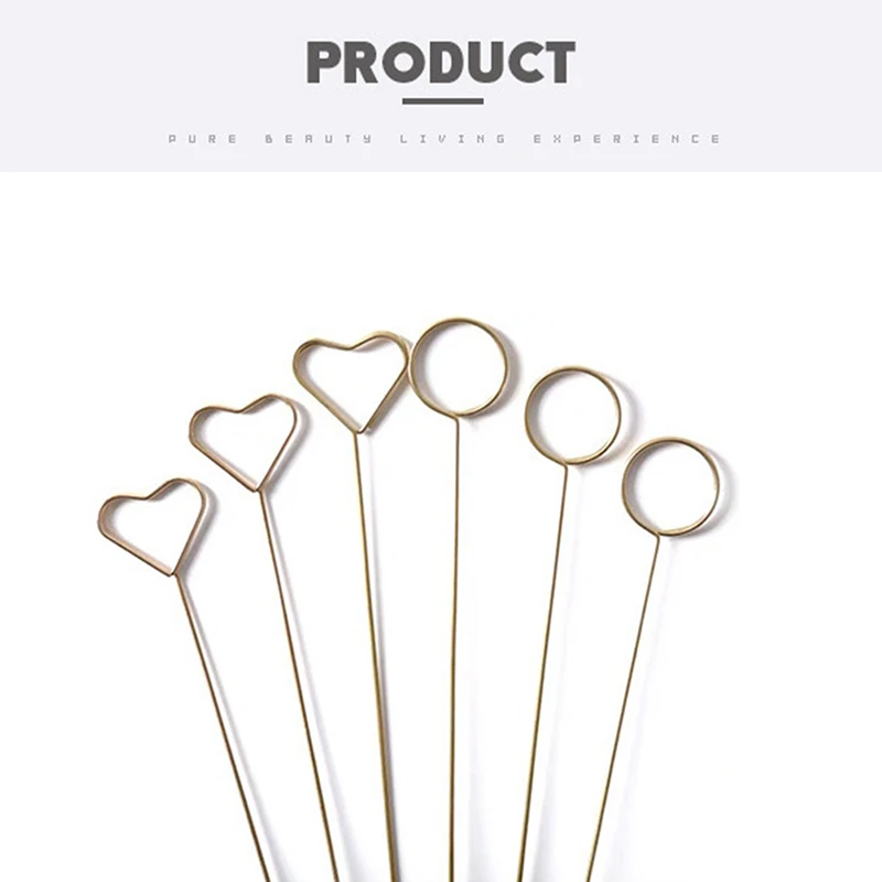 DIY 공예 와이어 선반 클립 카드 노트 사진 메모 클립, 이름 카드홀더 거치대, 금속 원형, 별, 하트, 10 개, 20 개