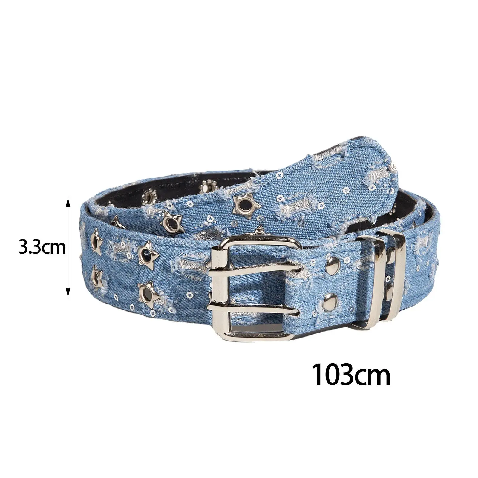 Double Grommet Belt Women Versatile Punk Waist Belt for Shirts Sweaters Club