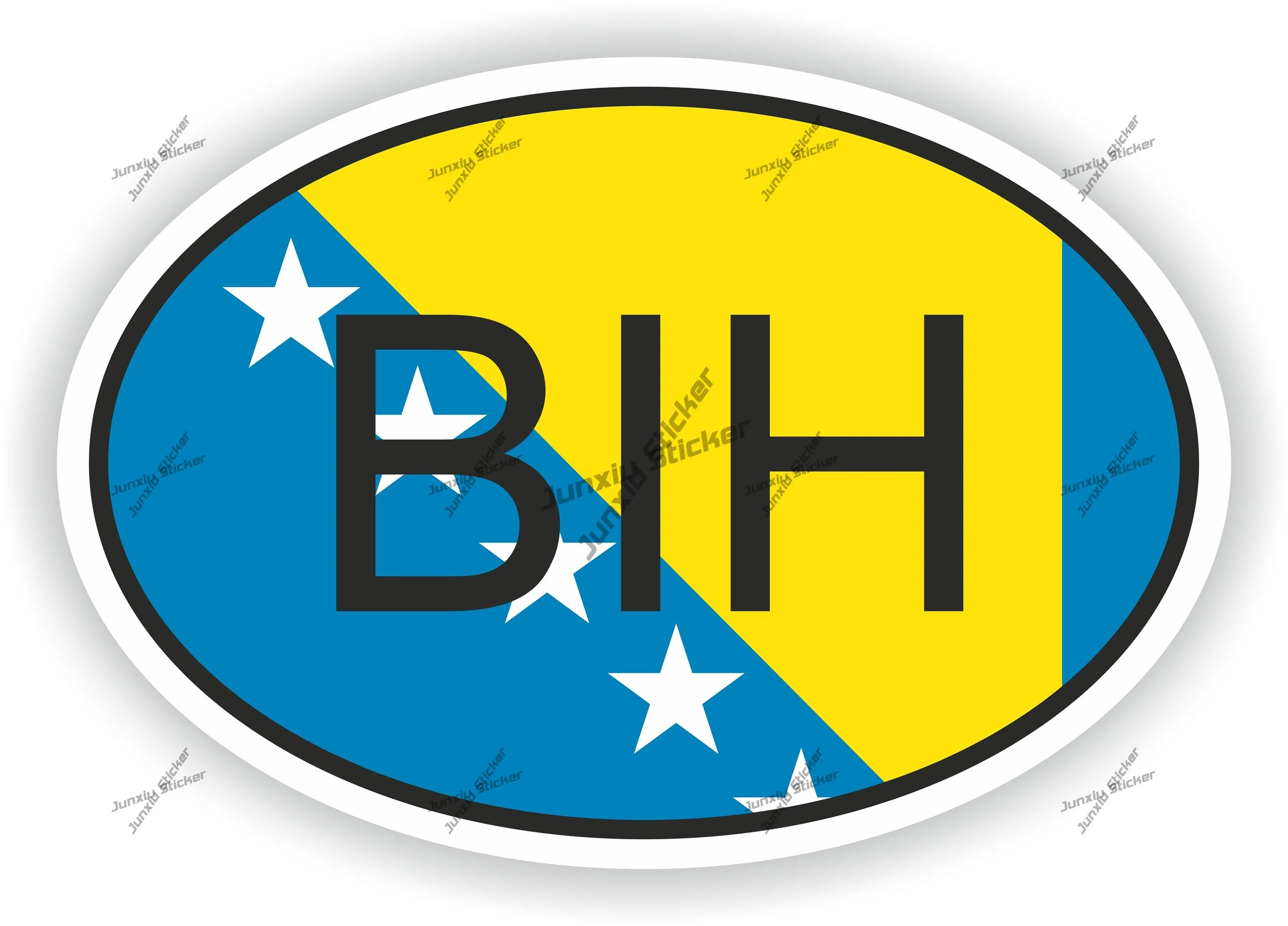 

Bosnia Country Code Oval Bih Flag Sticker Camper Laptop Decoration Car Body Refrigerator Wall Stickers Window Bumper Reflective