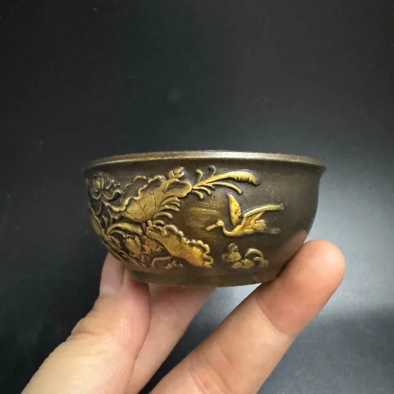 Copper Bowl Small Ornament Brass Micro-engraving Bowl Antique Copper Accessories
