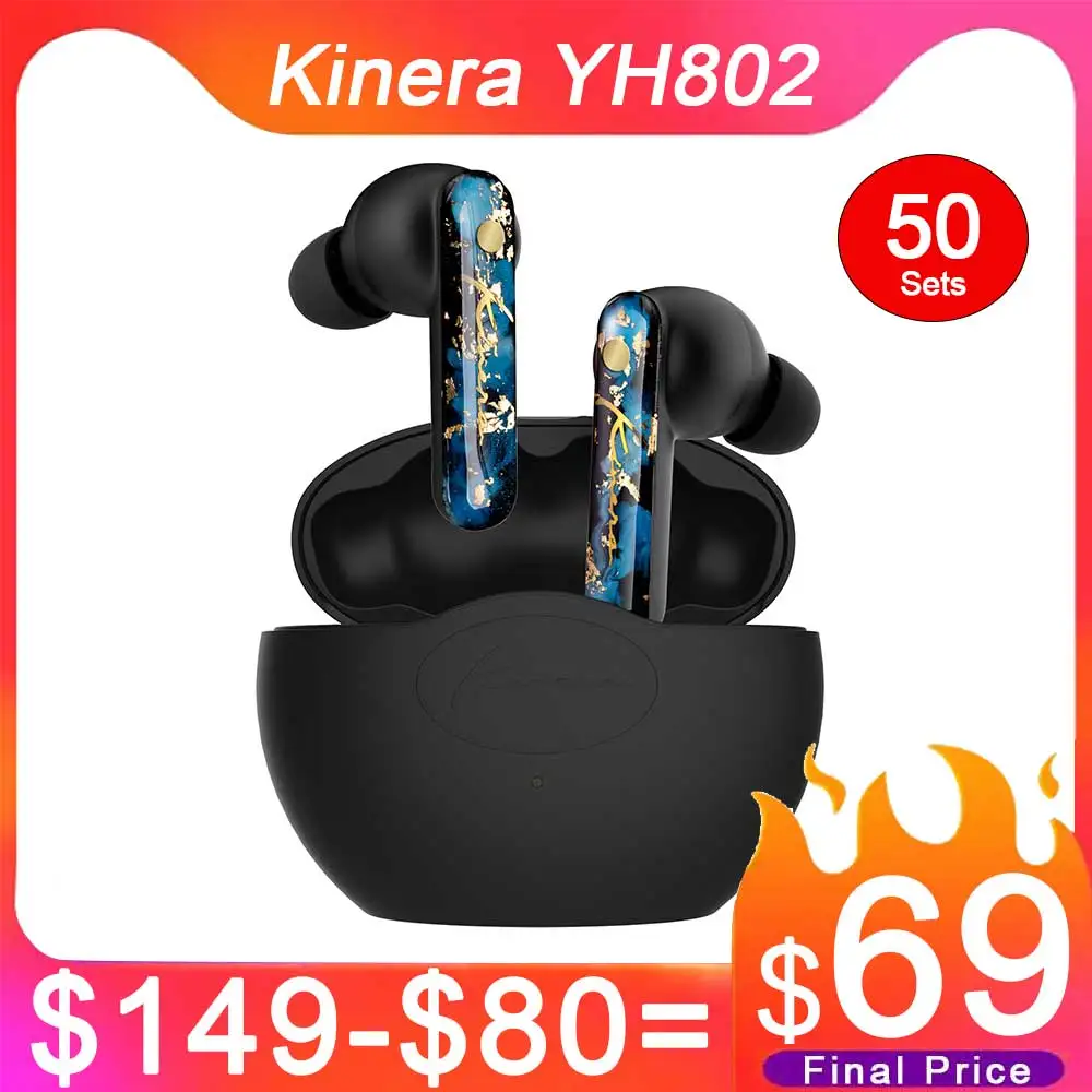 

Kinera YH802 TWS Wireless Bluetooth Headphone Reduction Hybrid ANC-35db In-Ear Earphone True Wireless Noise Sport Music Earbuds