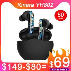 Kinera-auriculares inalámbricos YH802 TWS, cascos con Bluetooth, reducción de ANC-35db híbrida, intrauditivos, auténtico ruido, deportivos, para música