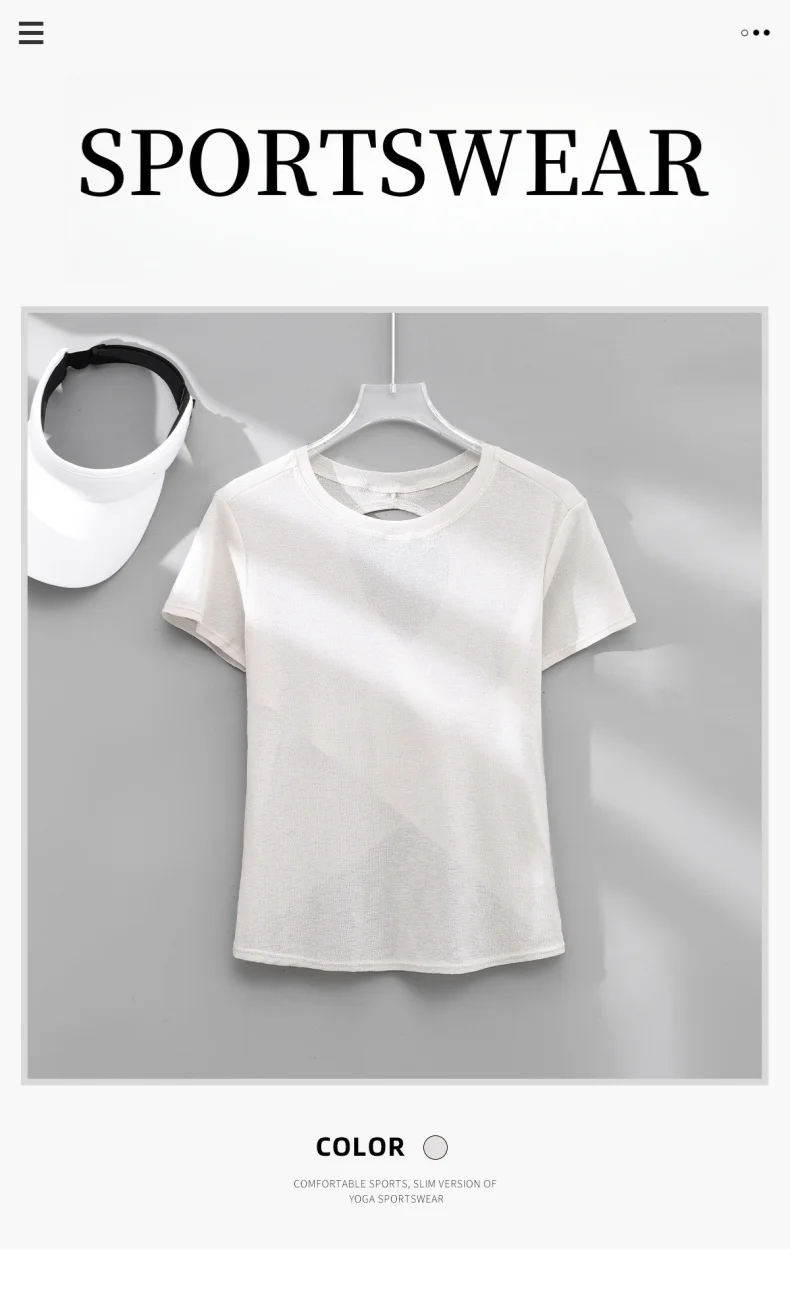 DRUR Gym Tops Frauen Leichte Sweatshirt Sommer Kurzarm Quick Dry Fitness Lauf T-shirt Zurück Kreuz Hohl Yoga Tragen Neue – Detail 2