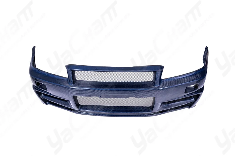 Car Accessories Blue Carbon Fiber NI ZT Style Front Bumper Bodykit Racing Fit For 1999-2002 R34 GTR Front Bumper Cover