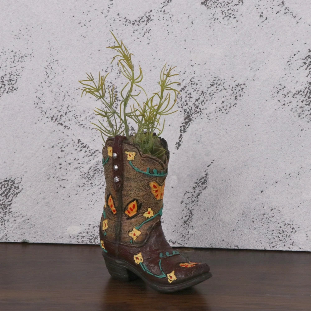 11,5 cm hohe, stiefelförmige kleine Vase, moderne Wohndeko, Blumenvase, Tischdekoration und Accessoires, Vintage-Cowboystiefel-Mini-Vase – Detail 2