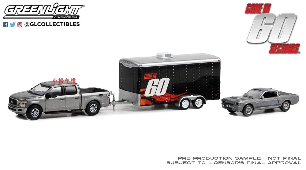 1:64  60 seconds -2020 Ford F-150 XL and 1967 Ford Mustang&Closed Trailer Collection of car models