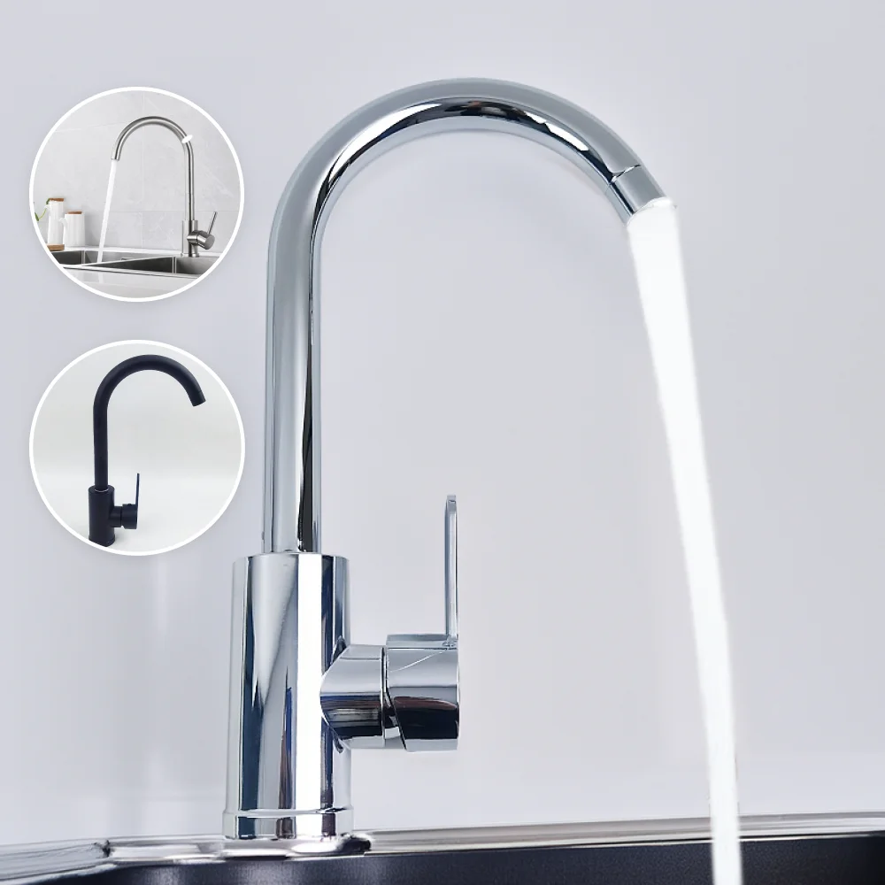 

Stainless steel Chrome/Nickel/Black Kitchen Faucet Deck Sinks Faucet High Arch 360 Degree Swivel Cold Hot Mixer Water Tap