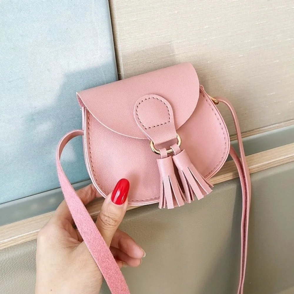 Gift Cute Children Shoulder Bag PU Leather Adjustable Coin Purse Tassels Mini Size Princess Messenger Bag Princess Theme