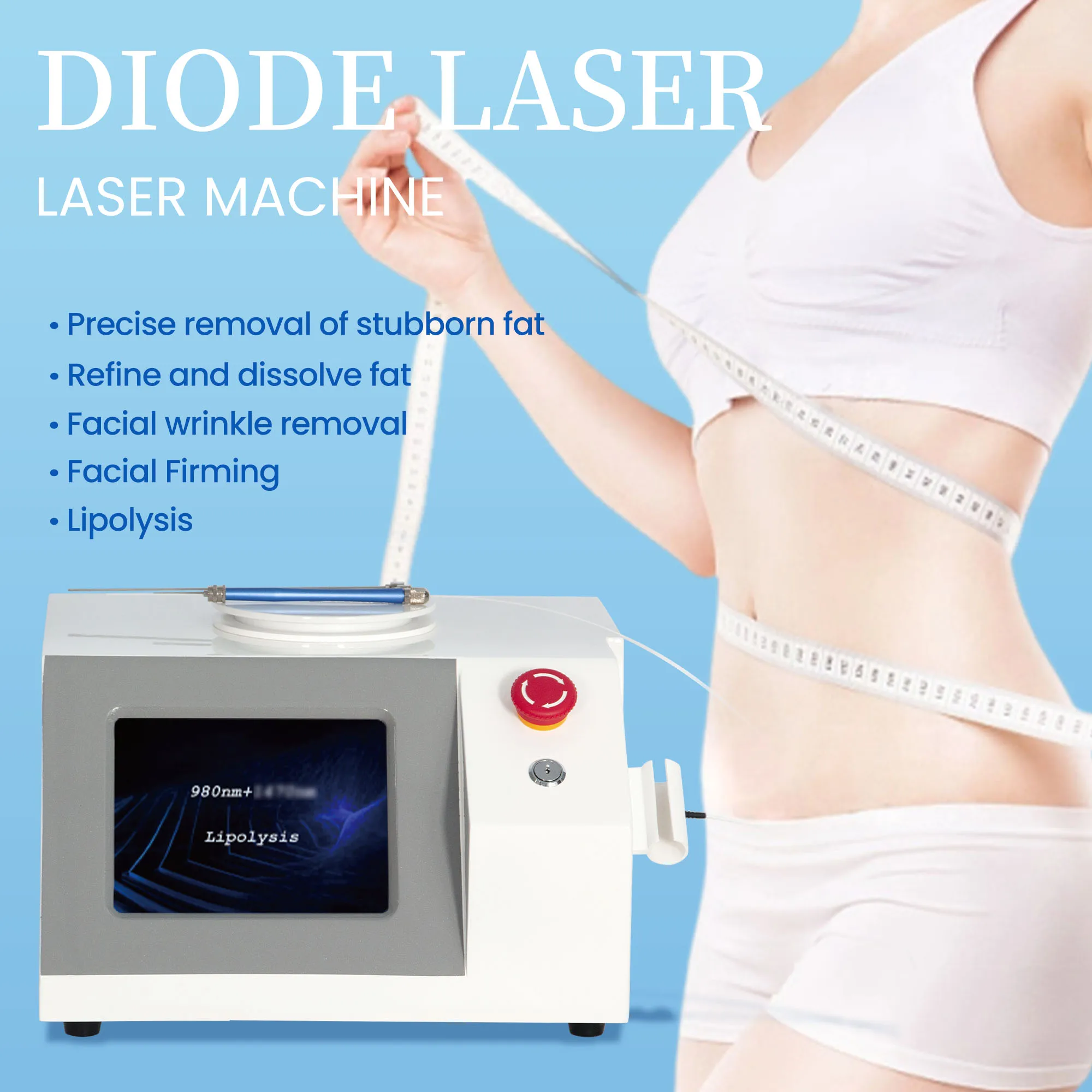 Najnowszy przenośny laser diodowy 980nm 1470nm do zabiegów kosmetycznych, endolaser, lifting twarzy, redukcja tkanki tłuszczowej, sprzęt do salonów.