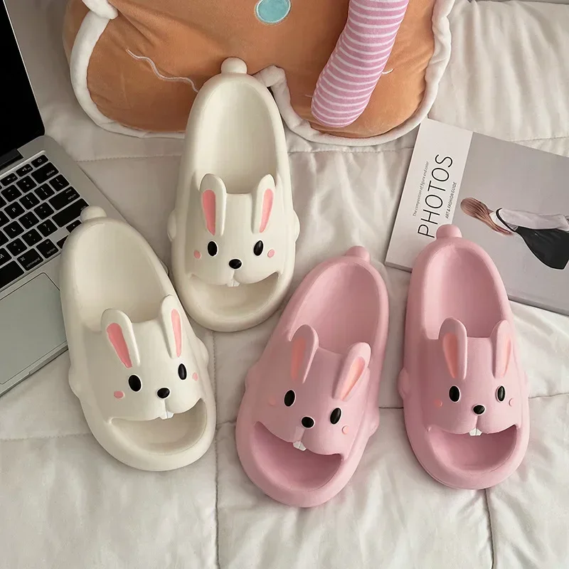 Cute Rabbit Shoes for Women Summer 2024 New Outer Wear Beach Thick-soled Non-slip Sandals for Women Summer