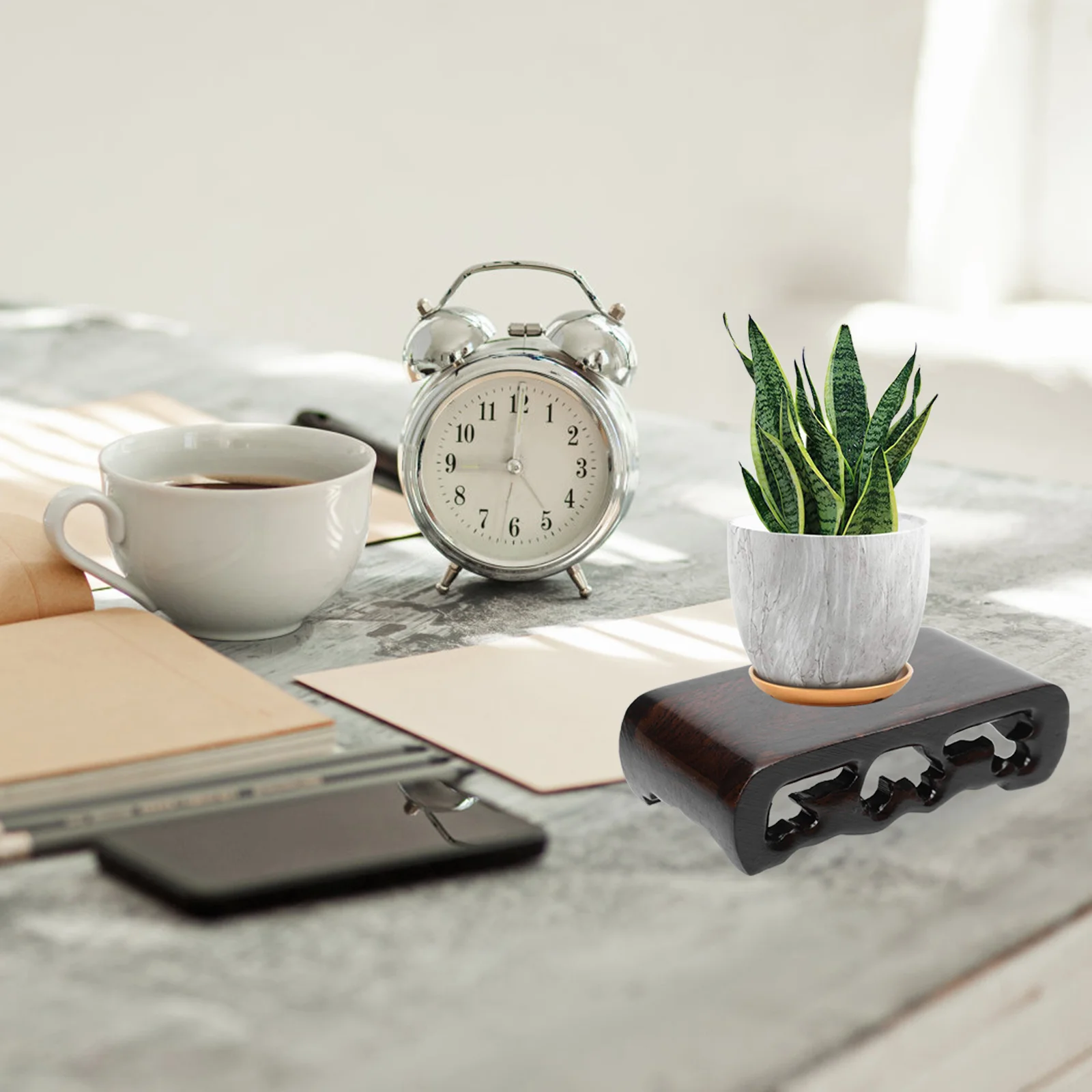 

Book Scroll Base Rectangular Carved Wood Pedestal For Flowerpot Bonsai Vase Display Stand Solid Wooden Craft Holder Decor