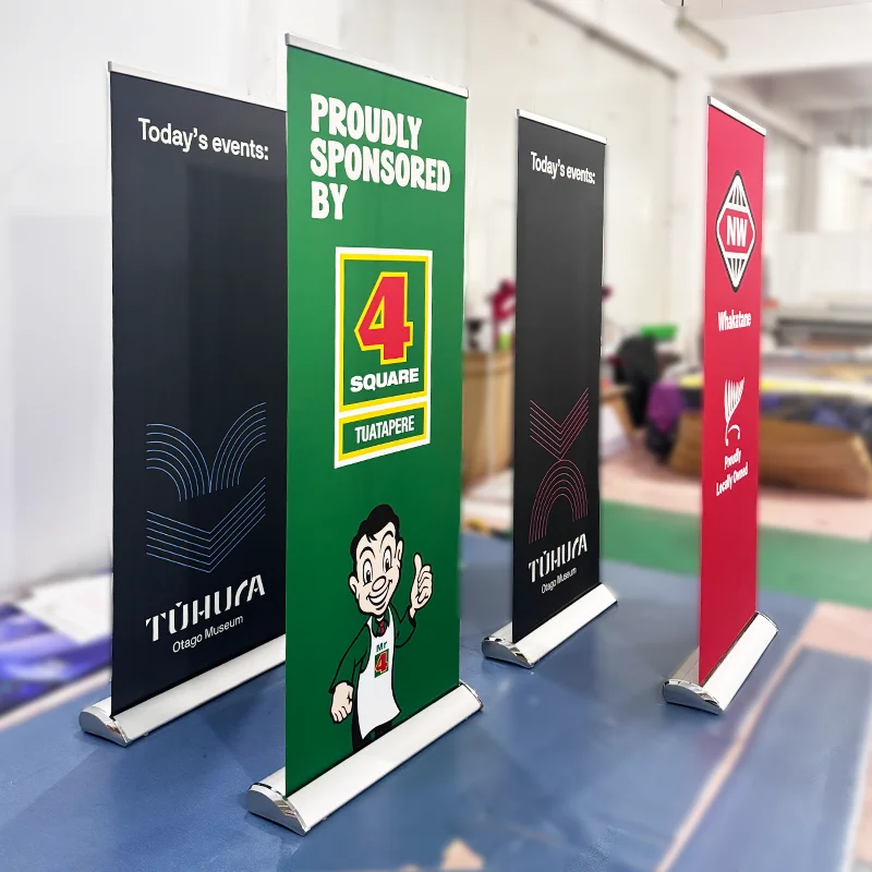 

Teardrop Display Roll up Banner Stand Rollup Standee Aluminum Roll up Stand Retractable Pull up Banners for Advertising