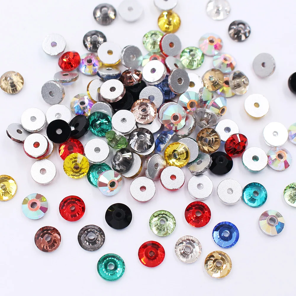 100pcs 3mm-6mm Sew On Rhinestones Flatback Crystals Strass Beads Stones Sewing Rhinestones for Clothes Decoration Crafts Gems