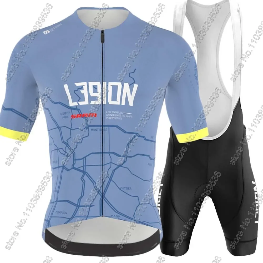 L39ion 2024 cycling Jersey Set Summer Blue Grey Short Sleeve Clothing Men Short Sleeve Kits bike Shirt Suit Bicycle Bib Shorts