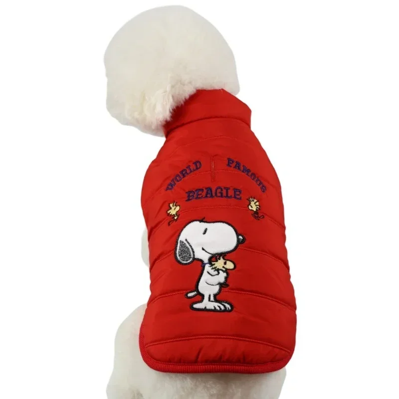 New Snoopy Cotton Pet Dog Coats for Small Embroider Dog Clothes Fall Winter Warmth Puppy Cat Costumes Supplies Thicken Cotton