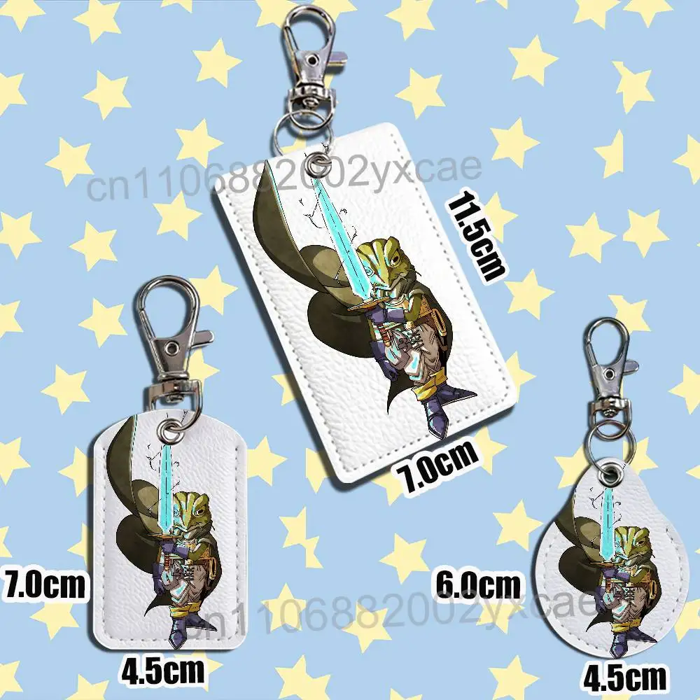 Frog red Crono Chrono Trigger Cartoon Movie Singer Game Anime Leather Card Holder Can Store Access Control ID Card Subway case image 3
