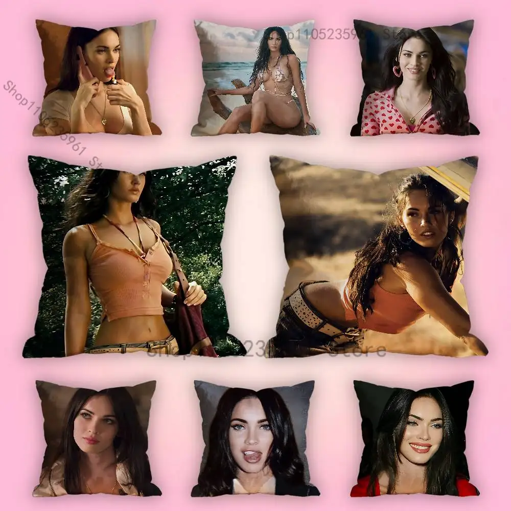 

M-Megan F-Fox Sexy Print Polyester Pillow Case for Valentine gift Home Sofa Cushion Cover Decoration Custom