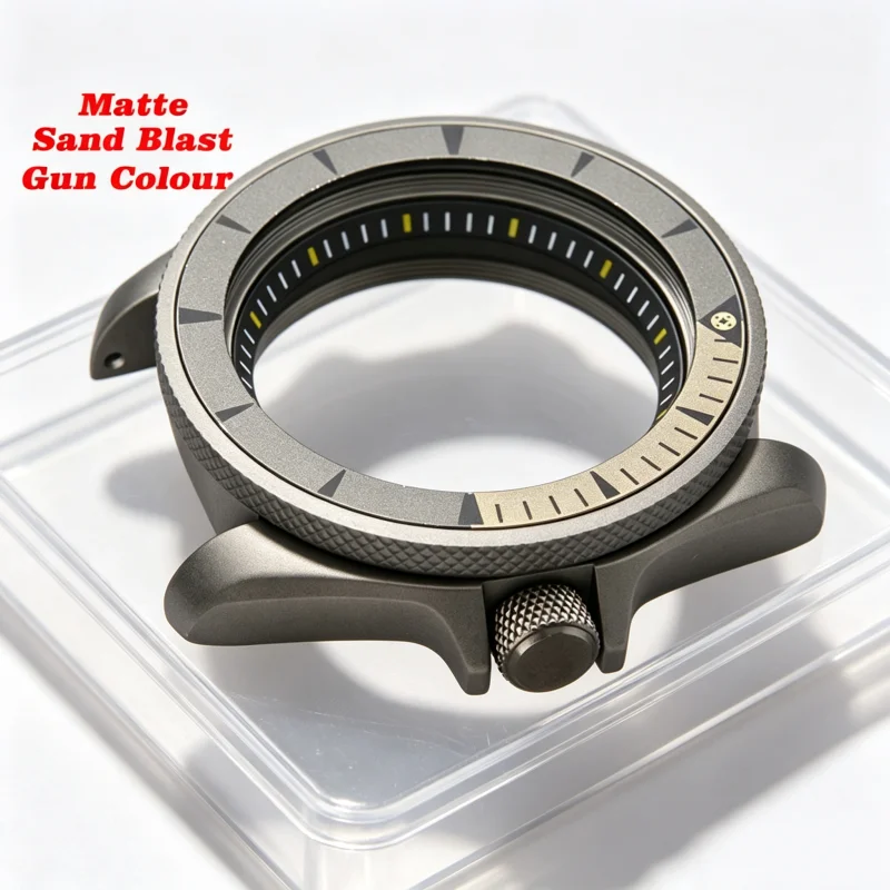 SKX007 Sand Blast Gun Color Watch Case Fit NH34 NH35 NH36 7S26 4R 6R Mechanical Movement Men Diver Watch Mod Replacement Case