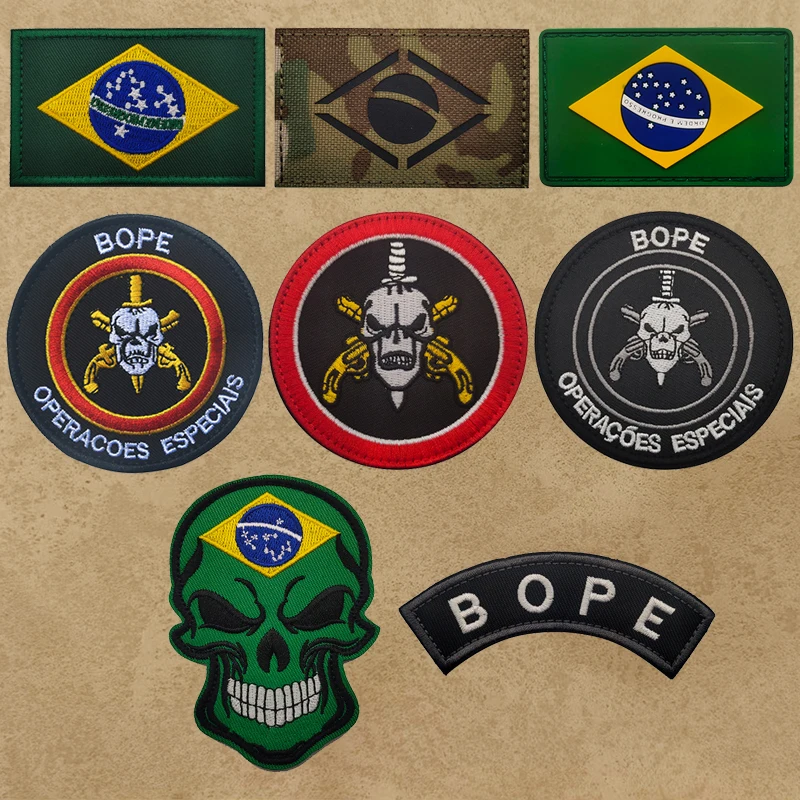 BOPE Brazil Patches Armband Operacoes Especiais Embroidery Hook Loop Applique PVC Emblems badges