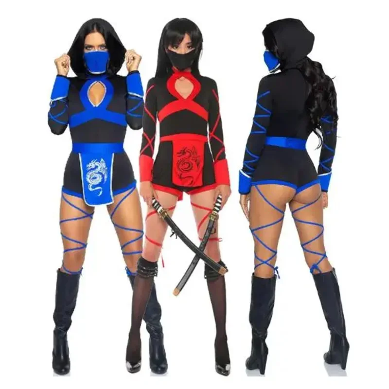 

Gaono женский сексуальный комбинезон ниндзя костюм аниме косплей Хэллоуин Дракон ниндзя воин костюм боди топ