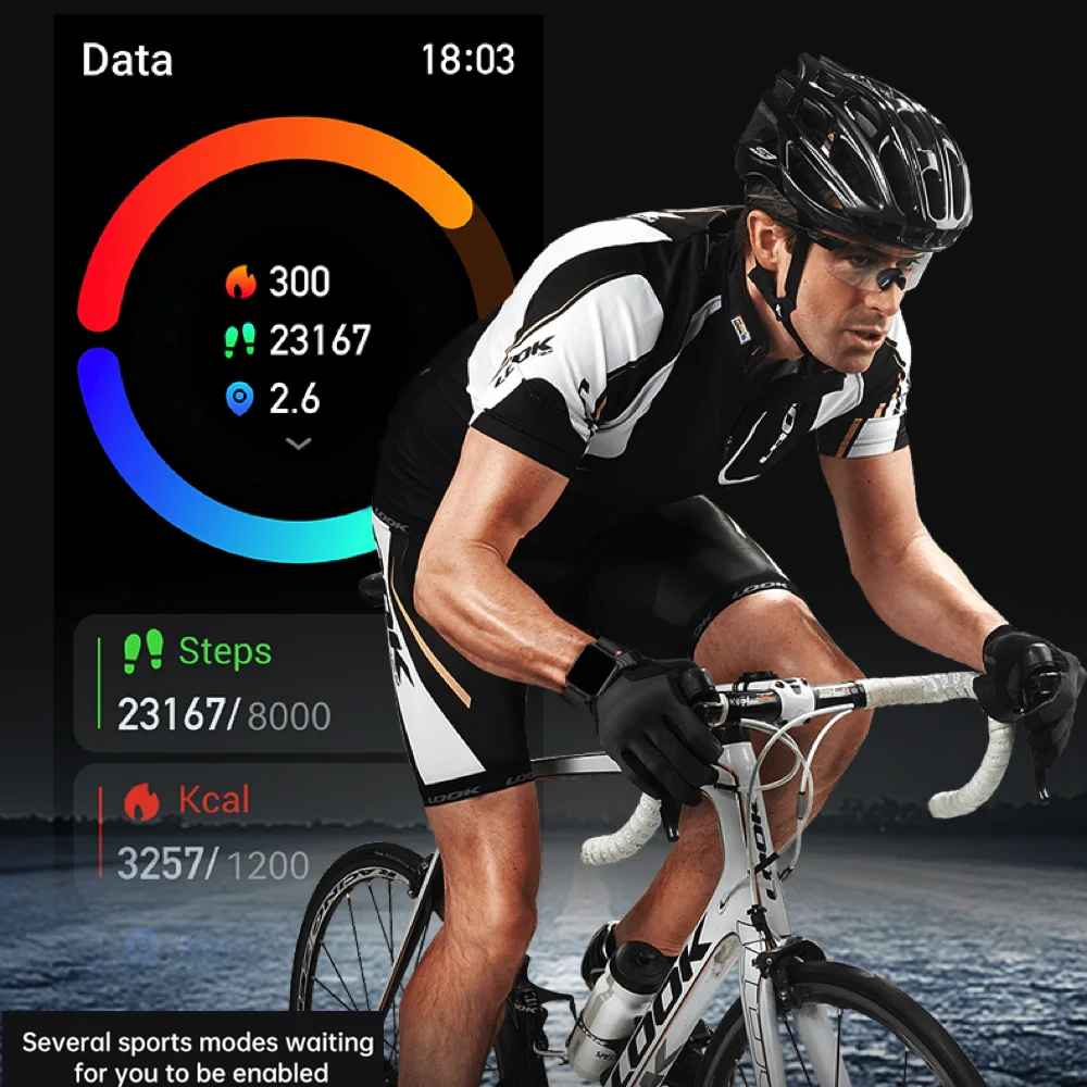 Sport Fitness uomo donna Smart Watch 1.91 "schermo HD Blue Tooth chiamata frequenza cardiaca ossigeno nel sangue musica impermeabile riproduci Smartwatch