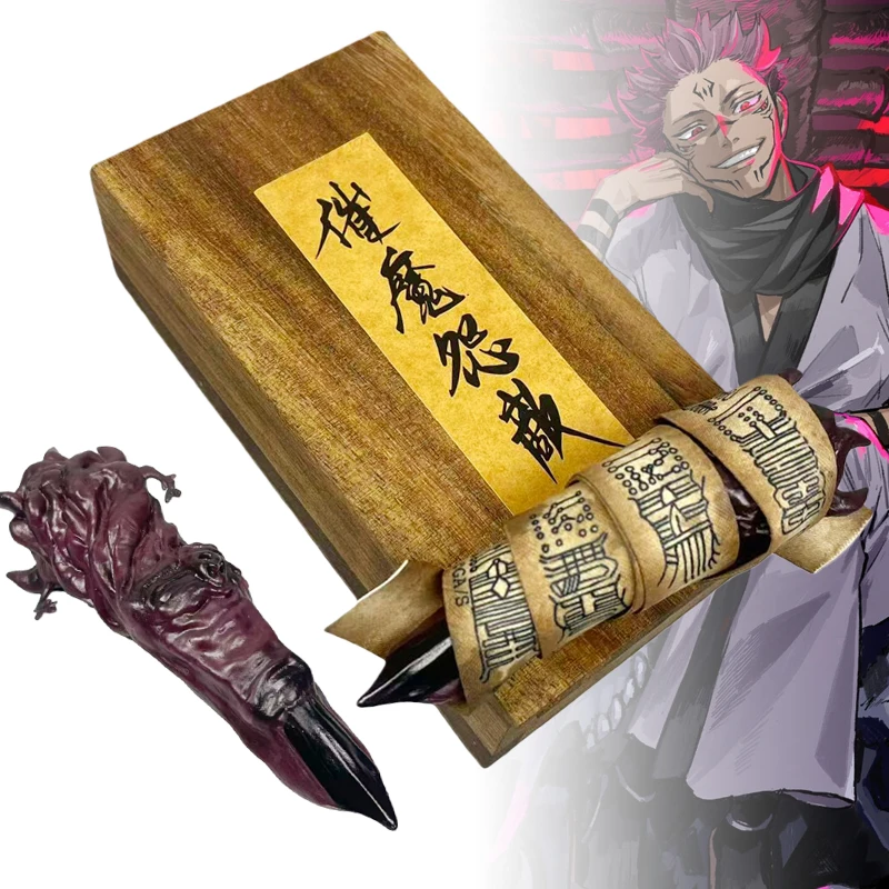 Ryomen-figura de dedo curtido Sukuna, caja de madera de Anime Jujutsu Kaisen Sukuna, figura de acción de dedo, decoración de escritorio, accesorios para el hogar, regalo