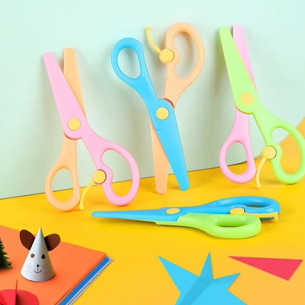 Kids Safe Plastic Scissors Kindergarten Hand Art DIY Craft Origami Paper Cut Scissors Office School Stationery